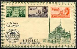 1949 Egypt Inaugural Flight Cover to Belgium Bepitec
