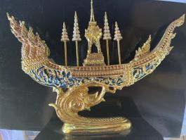 Schiff handgefertigt Gold Optik, Thailand / Cubic gems
