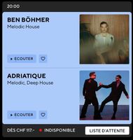 2 billets - Montreux Jazz - BEN BÖHMER - ADRIATIQUE -  09.07