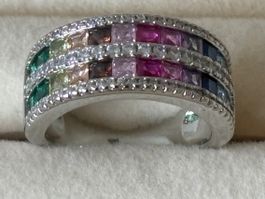 Luxus Elegante gr18/8 Ring Zirkonia Multicolore Farbe:silber