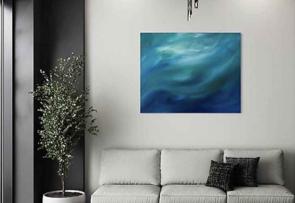 Dipinti: Acrylbild 80x100cm blau-grün "Ruhepol" – Nuovo e nell'imballaggio originale da Urdorf venduto da manuela4