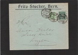 GS : Fritz Stucker Bern mit Zusatzfrankatur,siehe Rückseite