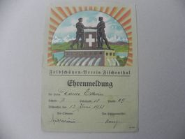 Karte Fischenthal ZH Zürich Schützenfest Ehrenmeldung 1938