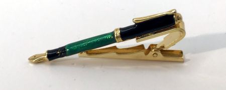 Krawattenklammer Füller Design gold grün gebraucht
