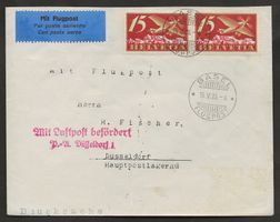 Flugpost Schweiz 1926 Basel Düsseldorf Luftpost Erstflug