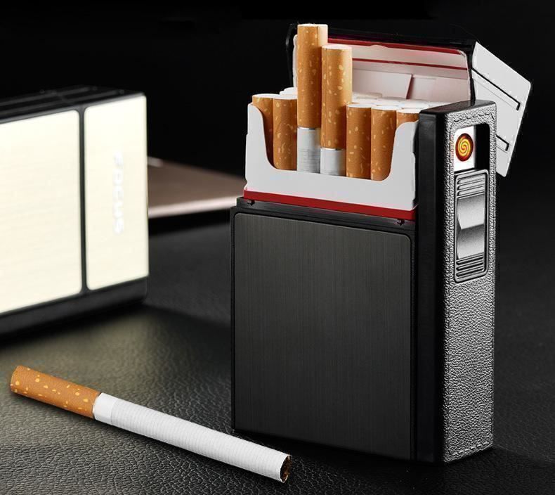 Lafagiet Zigarettenetui Mit Feuerzeug - 2 Stück Metall Case Geruchsdicht Für King Size