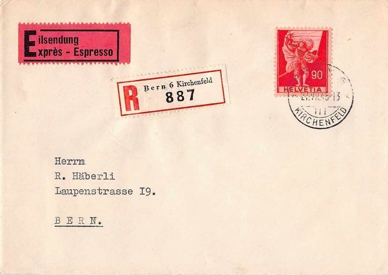 Tutti i francobolli: ROHRPOST  in BERN 1945 - SELTEN !!! – Usato da Winterthur venduto da SchatzchischtliWinti