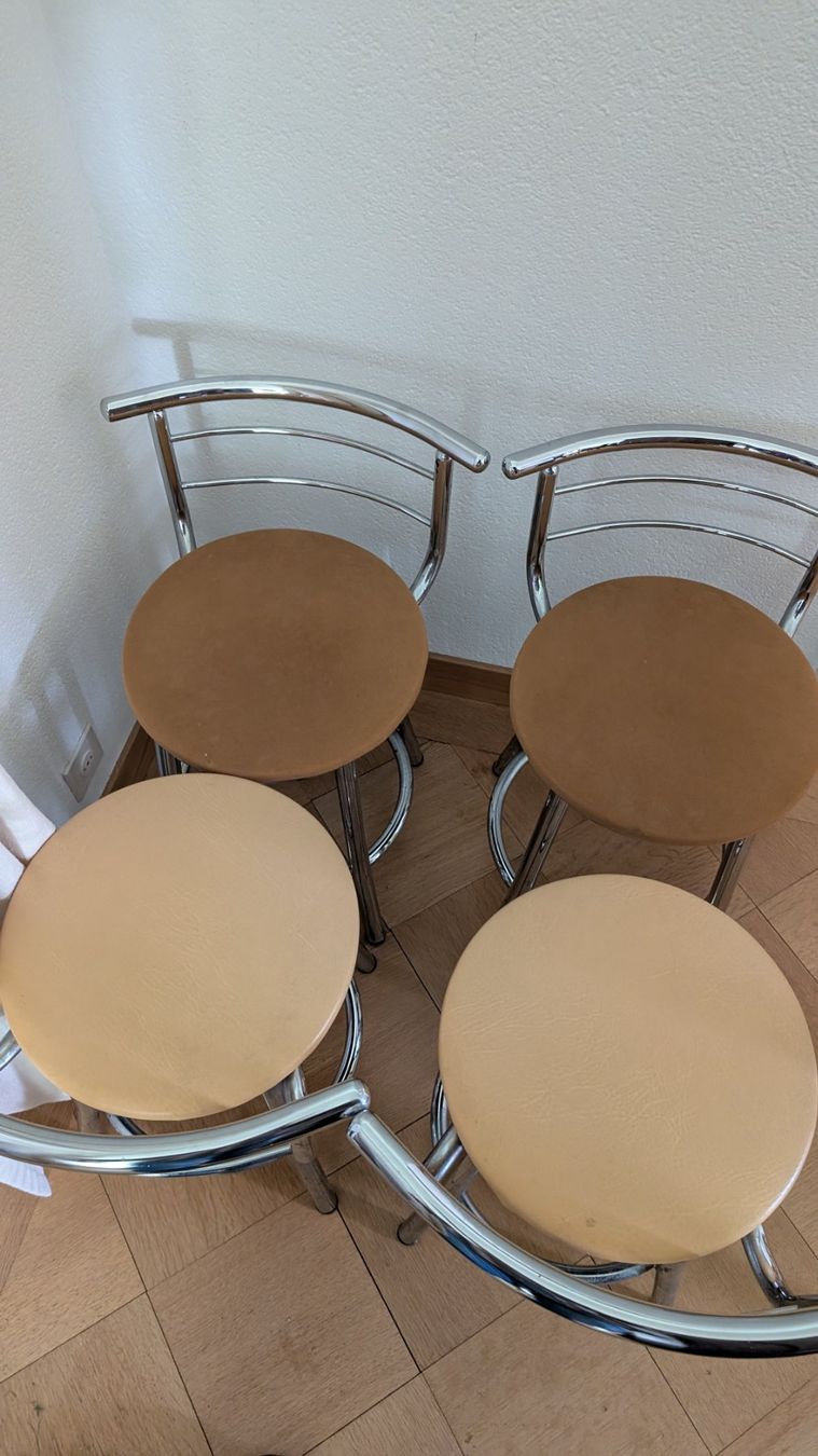 Hocker: Küchenhocker mit Stoffbezug und Chrombeinen – Gebraucht aus Ittigen von stoney63 3