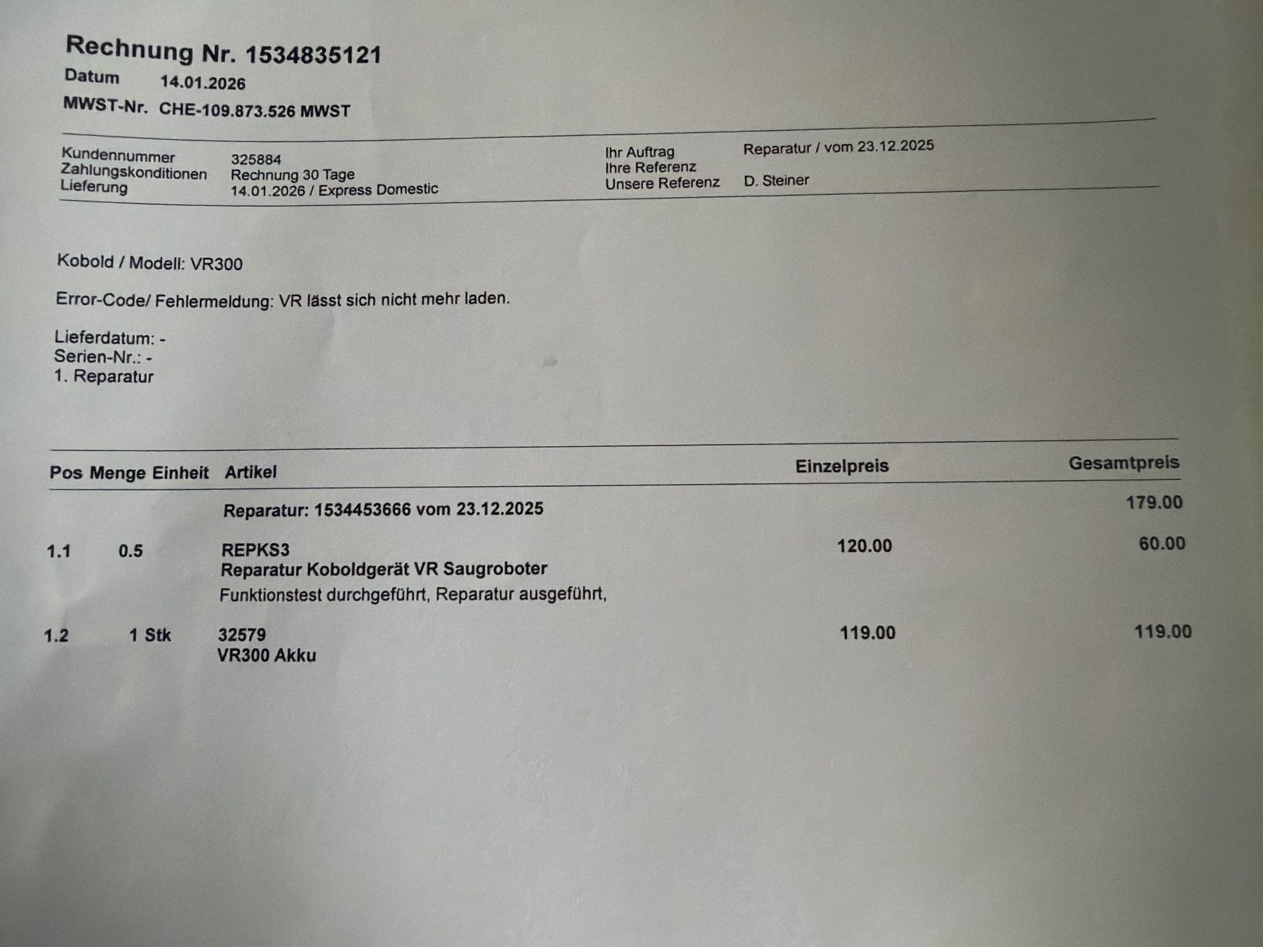 Vorwerk Aspirapolveri & Accessori: Vorwerk Kobold VR300 Saugroboter – Usato da Vordemwald venduto da Zafira44 3