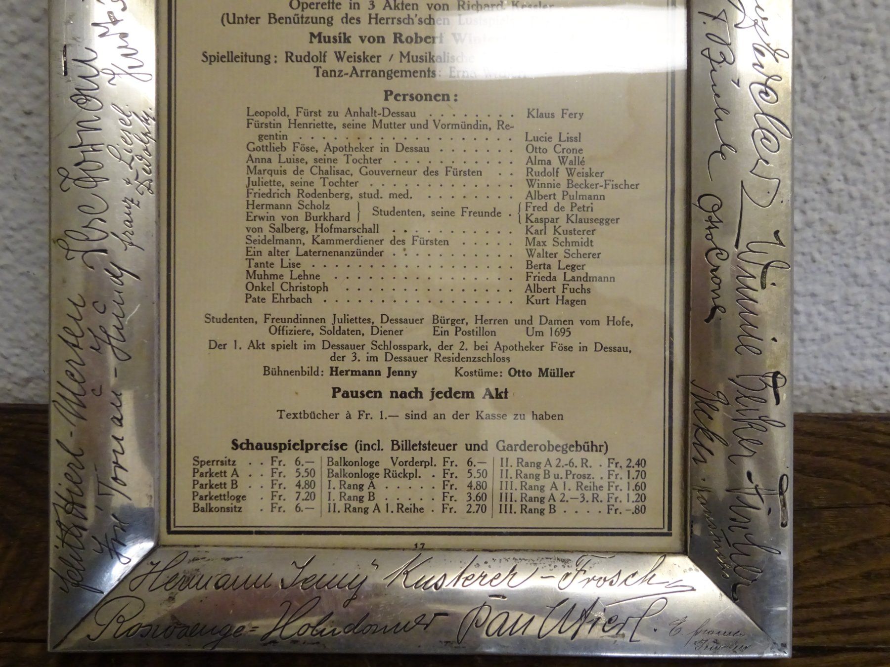 Autografi: Theater Pokal / Albert Pullman (1893-1965) Autogramm – Usato da Oetwil am See venduto da Golfsud 2