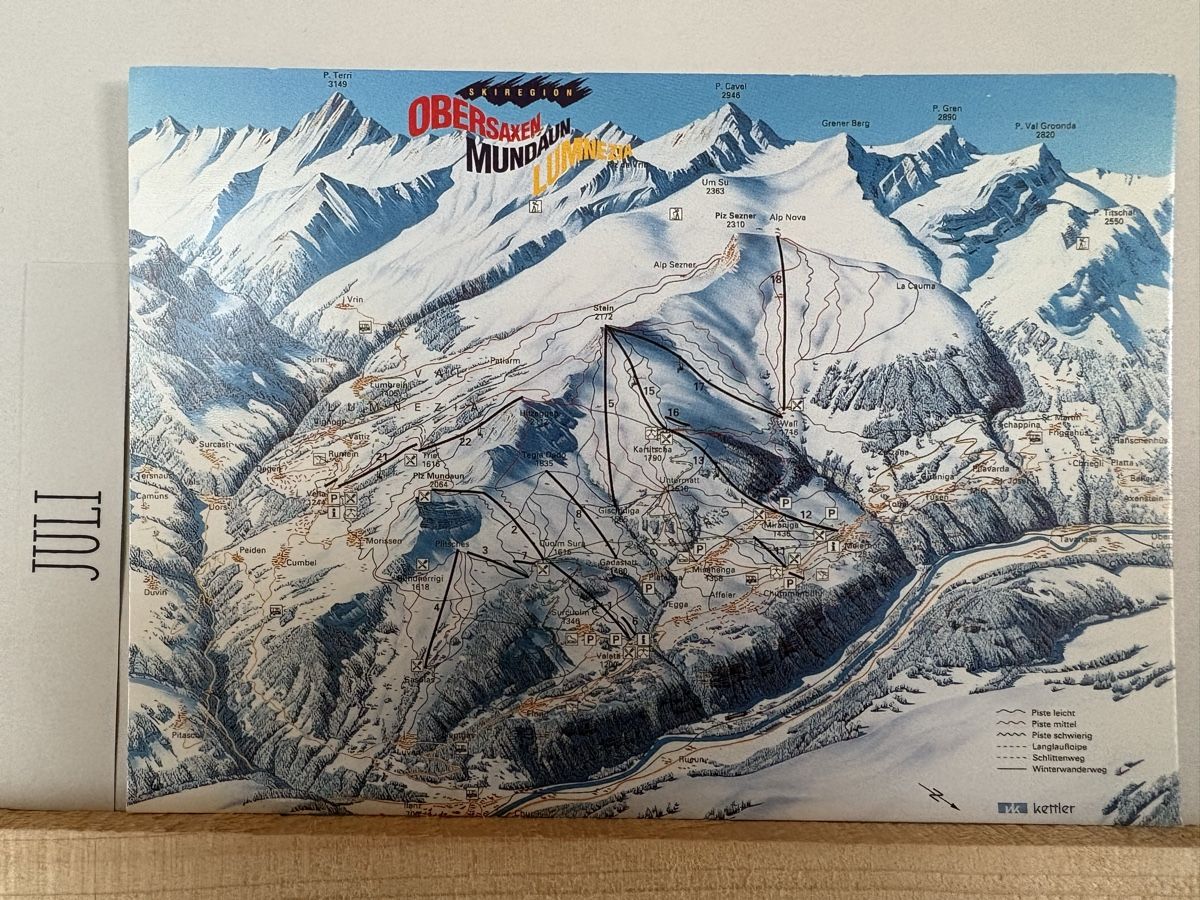 Cartoline postali: AK von Skigebiet Obersaxen – Usato da Rümlang venduto da Kartenpost1