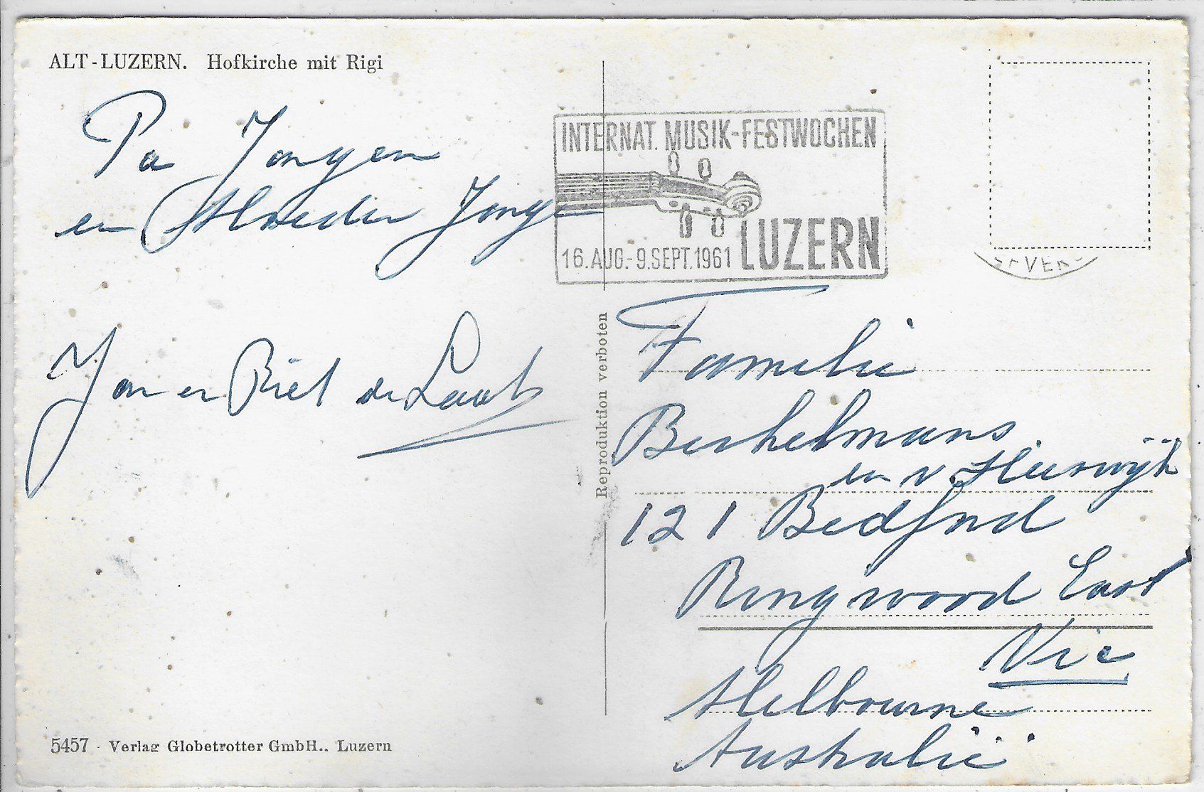 Cartoline postali: Alt-Luzern - Hofkirche mit Rigi – Usato da Ettingen venduto da Kartenplanet 1