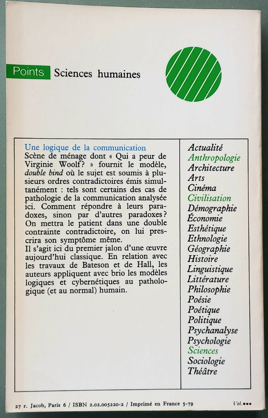 Libri: Paul Watzlawick et al - Une logique de communication – Usato da Niederuzwil venduto da lubimaja 4