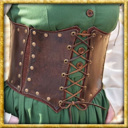 Mittelalter-Korsett aus Leder, braun, neuwertig, Grösse S-M