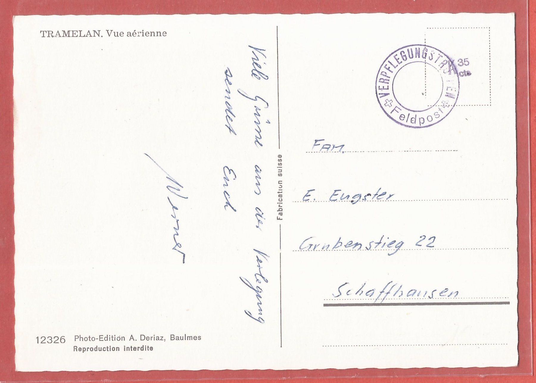 Cartes postales: Tramelan - Flugaufnahme ca. 1955 – D'occasion à Fislisbach par Porano 1