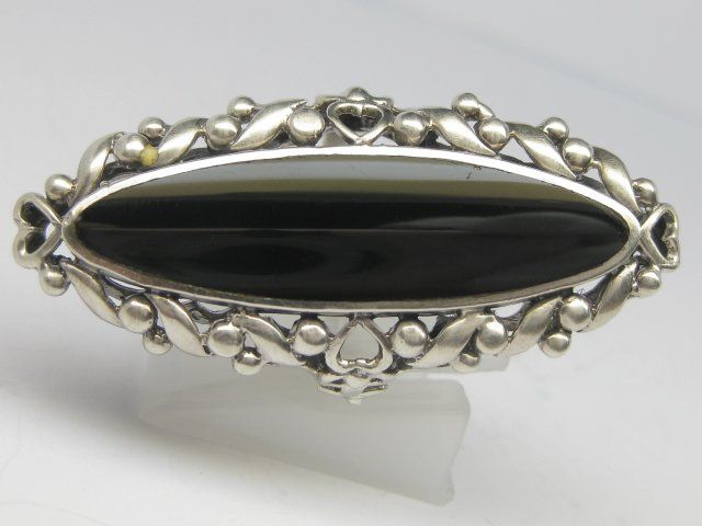 Ringe: Antik Ring Silber 925 Onyx Schiffchen florale Muster Gr. 58 – Gebraucht aus Ermatingen von Decovin 6
