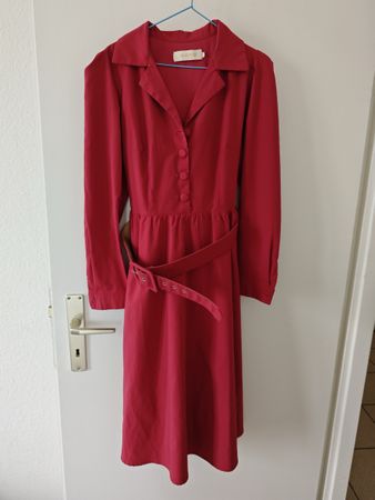 Korean style Red Dress with Belt - Perfect for every day
