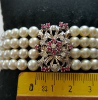 18 karat 750 WG Diamanten/Rubine Perlen Armband