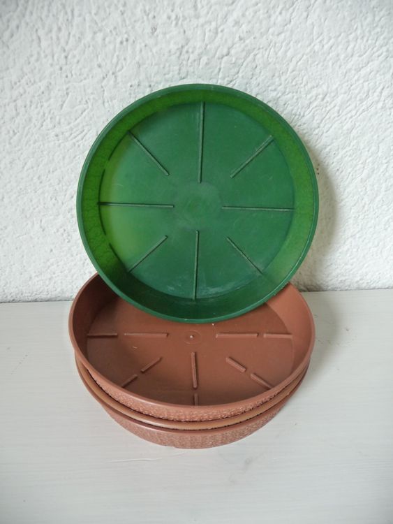 Soucoupes Pour Pots De Fleurs - Lot De 3, Diamètre 25 Cm - Pour Pots De 30 Cm - Anthracite, Plastique Résistant UV - Fabriqué En Allemagne
