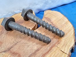 2 antike Eisenbahn Schwellen Schrauben, 17cm (LOT2377#NSH6)