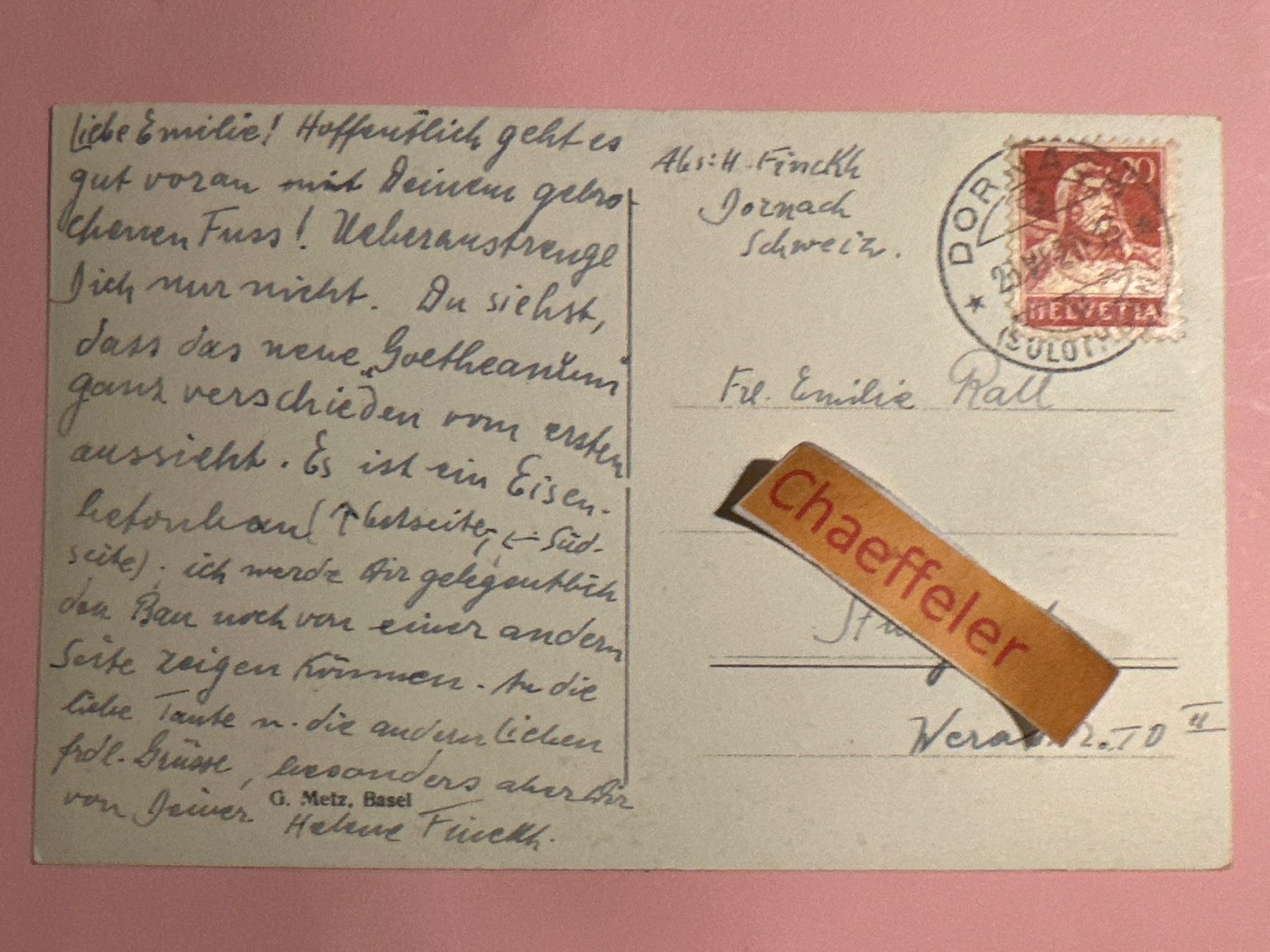 Ansichtskarten: 1927 Dornach, Goetheanum 24794 – Gebraucht aus Zürich von Chaeffeler 1