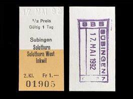 Subingen Solothurn Inkwil  SBB Edmondsonsches Billett