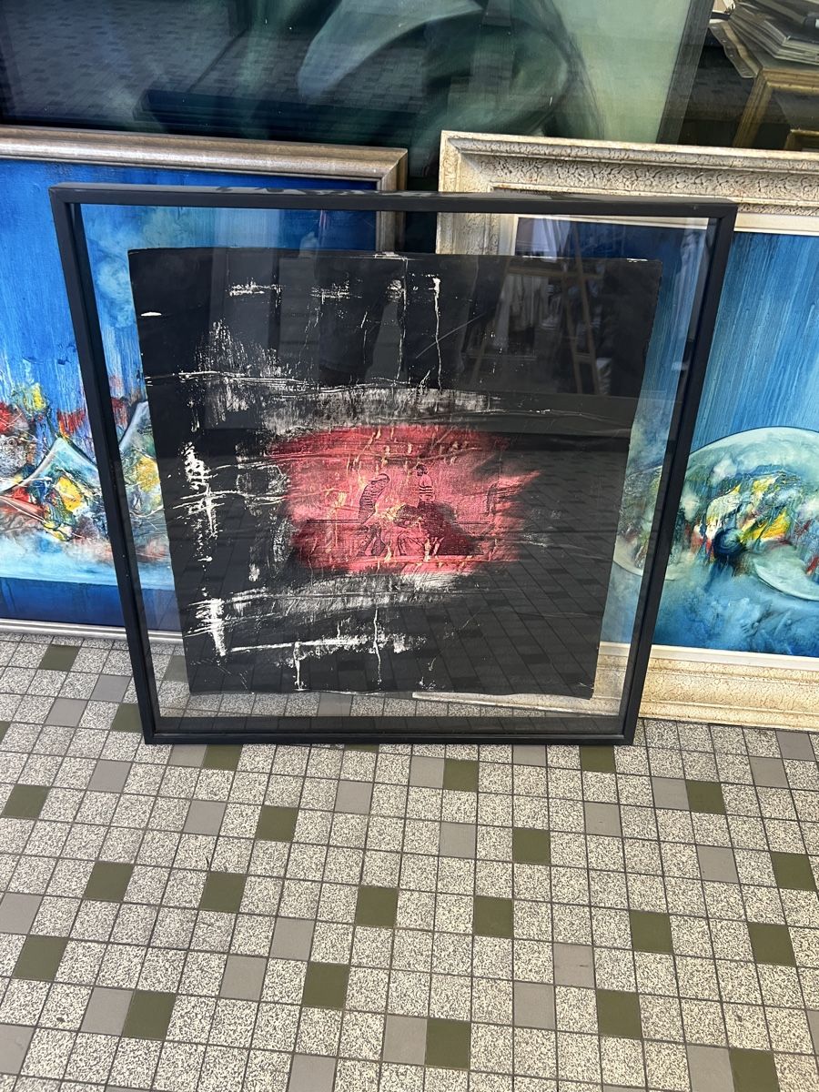 Gemälde: Tableau Abstrait Encadré, Art Moderne signé sous plexiglass – Gebraucht aus Genève von Leboucheoreilles 1