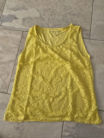 Top Damen, Grösse XL, gelb Spitze, Chicorée 