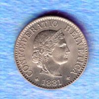 Schweizer münzen 5 rappen 1881 TOP UNC selten