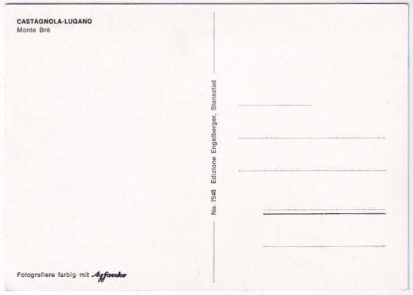 Cartoline postali: Lugano-Castagnola - Monte Brè – Usato da Binningen venduto da Mountainrider 1