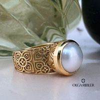 Statement-Ring mit Perle Ringgrösse 57