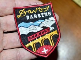 VINTAGE Badge DAVOS PARSENN bahn nos ST. GALLER STICKEREI