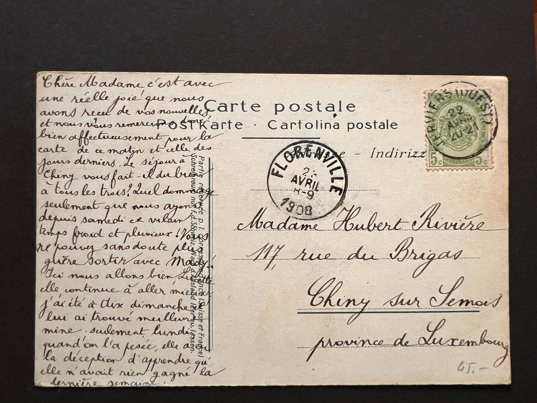 Cartoline postali: Postkarte Alpenpost Litho 1908 (P351) – Usato da Hinwil venduto da Sidi4 1