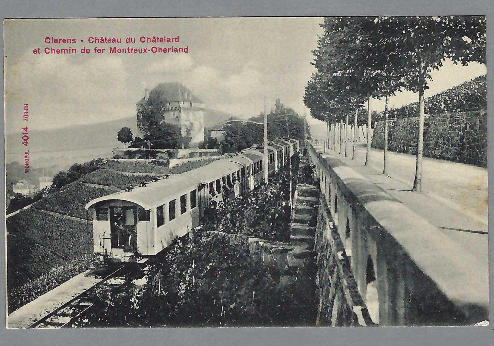 Cartoline postali: CLARENS - CHÂTEAU DE CHÂTELARD, TRAIN * – Usato da Pura venduto da ulisse1957