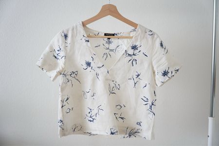 Massimo Dutti Leinenbluse mit Blumenmuster Gr. 36 Sommer Fri