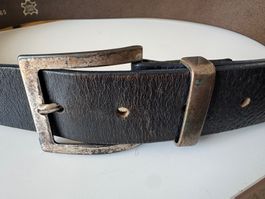 LEDERGÜRTEL, 85 CM, BREITE 4 CM, BLÄULICH SCHWARZ, CASUAL