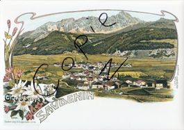 Gruss aus Savognin  -  (TOP AK Lithoansicht im Form. A4)