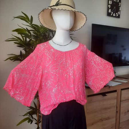 Damen Bluse Pink Paisley Grösse L