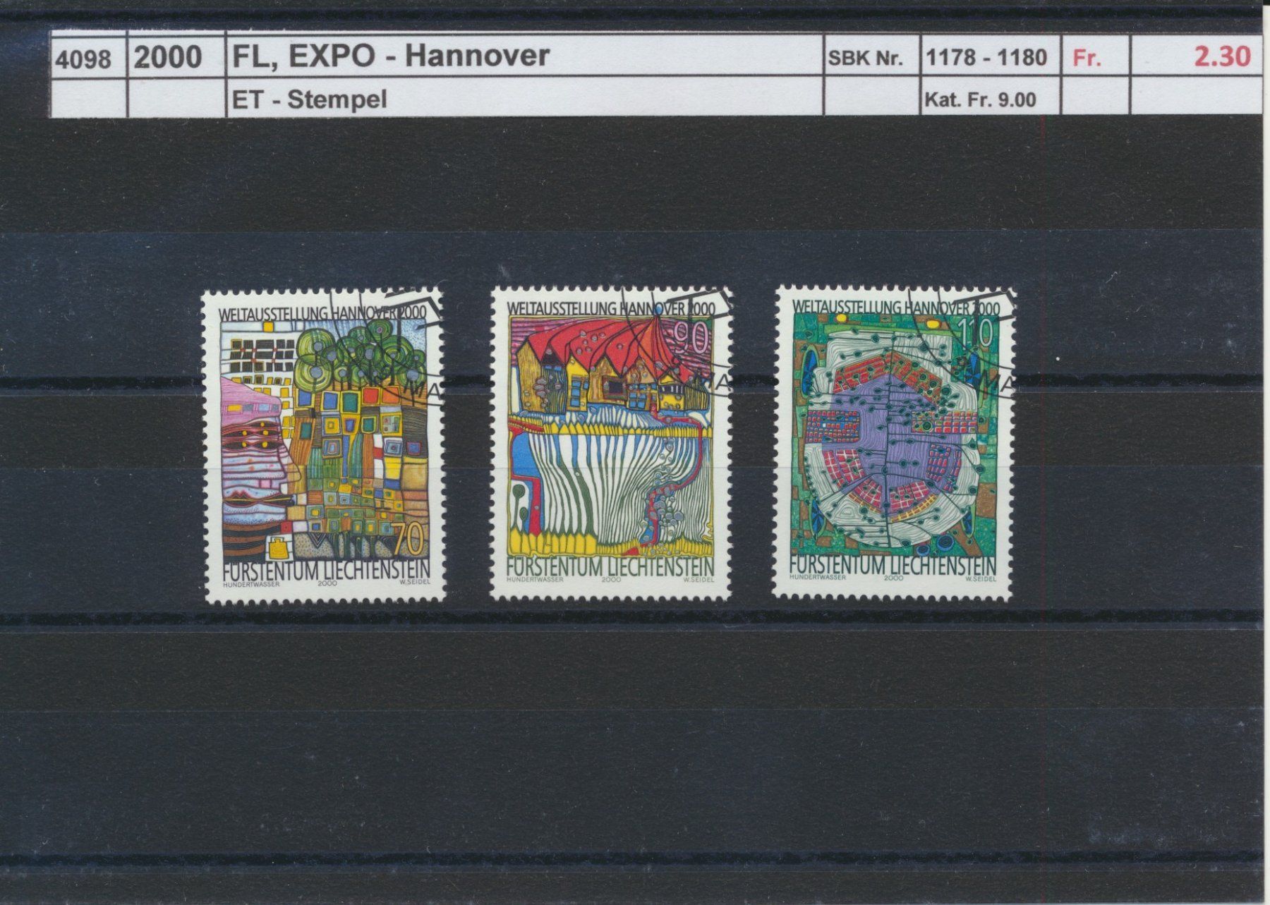 Tous les timbres: 2000 FL, "EXPO - Hannover", ET - Stempel – D'occasion à Winterthur par Zupogeru