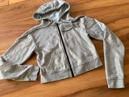 Reebok cooles kurze Kapuzenjacke Gr. XS Grau Goldschimmer