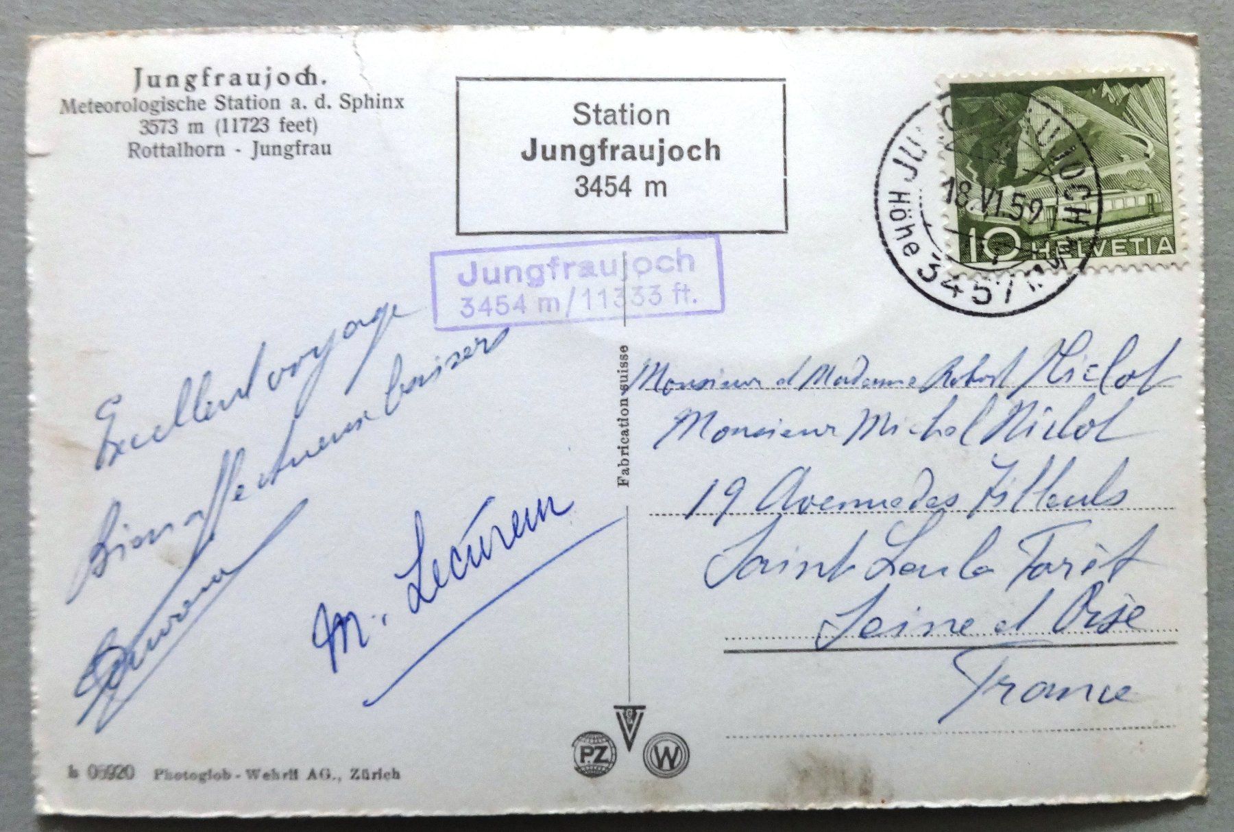 Cartoline postali: Station Jungfraujoch 3454 m – Difettoso da Fétigny venduto da Billy2miny 1