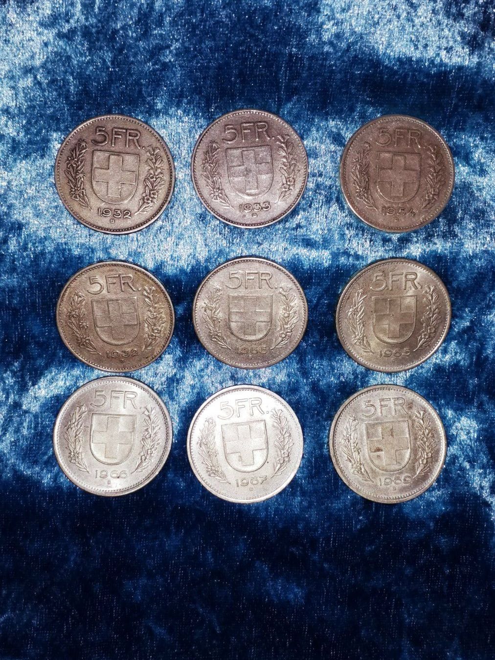 Tutti le monete: CH, 9 x 5 Fr.  in Silber/en Argent/ in Argento – Usato da Gordola venduto da ale_5wbc 3