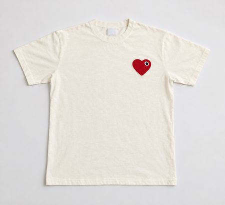 T-shirt Comme des Garçons Play, blanc, motif cœur, M