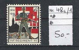 2. Division  Nr. 48c/1 *, Abart "Pt. nach Reg.", Kat. 50.-
