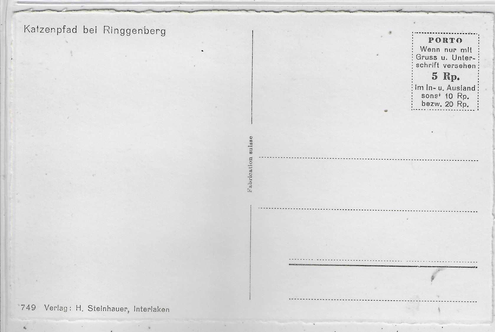 Ansichtskarten: Katzenpfad bei Ringgenberg – Gebraucht aus Ettingen von Kartenplanet 1