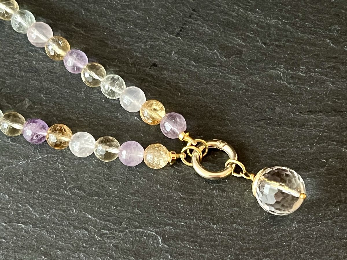Catenine: Citrine Amethyst Rose Quartz Necklace - Gold Plated Silver – Nuovo e nell'imballaggio originale da Rüschlikon venduto da ThereseJewelryDesign 5