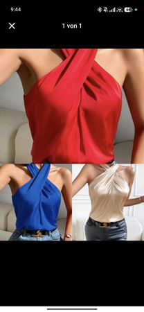 Halslose Top Damen Stk. Satin Grösse S Neu