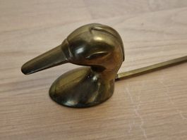 Dekorative Vintage Enten Feuerhaken aus Messing / Antik Stk