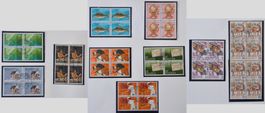 Diverse Viererblocks Werbemarken 1980 bis 1985, gestempelt