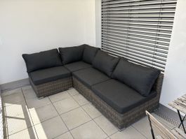 Ecksofa Rattan Anthrazit sehr wenig gebraucht